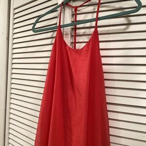 Aqua Red Maxi Dress with Braided Halter Straps